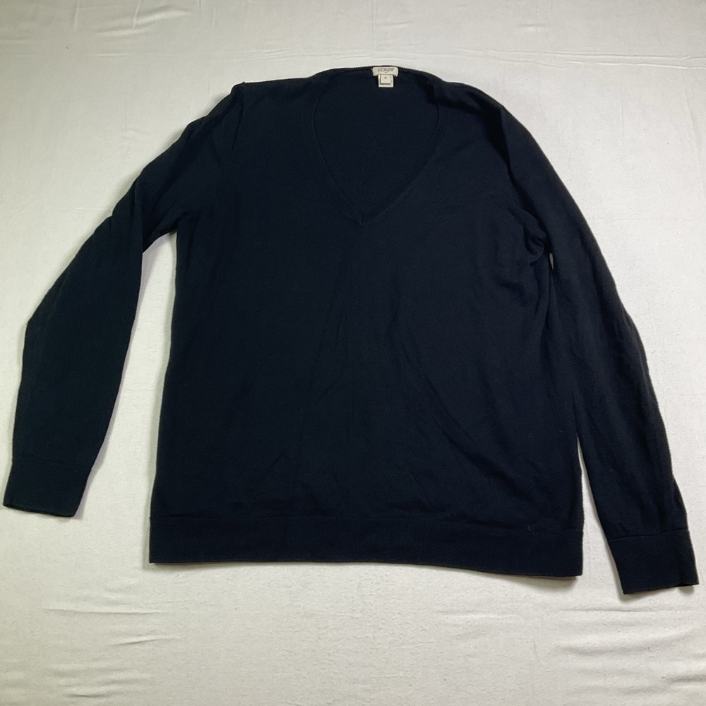 J.Crew V-Neck Sweater Women Blue 100% Cotton Long Sleeve Size XL Classic 647